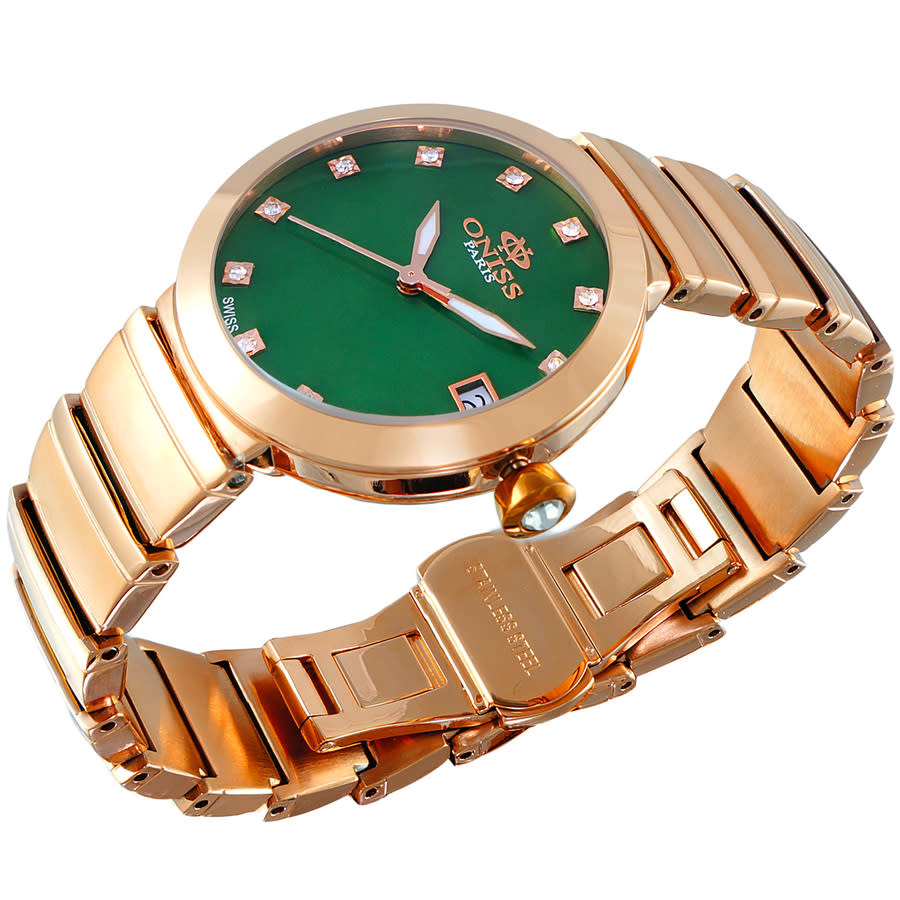 Oniss ON5559SS ON5559SSRGN women's watch with green dial
