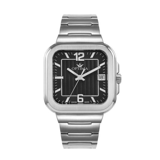 Optima 490 OSM490-SS-3 men's watch with black dial