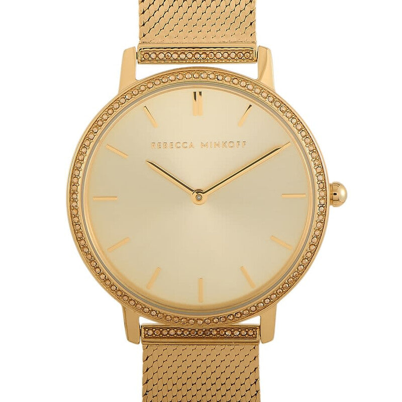 Rebecca Minkoff Major Quartz Crystal Gold Dial Crystal Bezel Ladies Watch 2200392