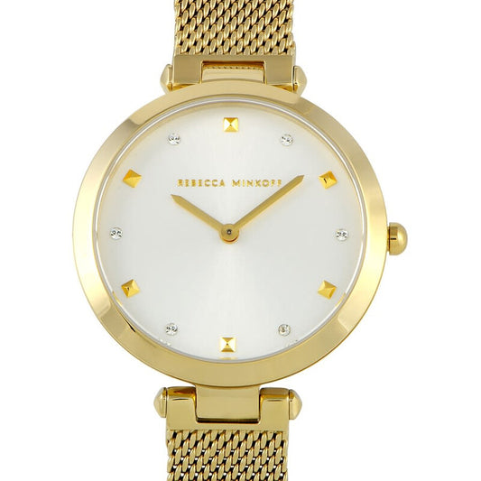Rebecca Minkoff Nina Quartz Silver White Dial Gold-plated Mesh Ladies Watch 2200300