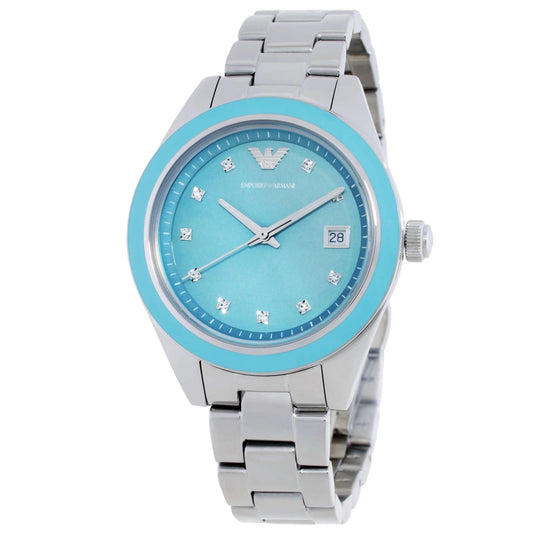 Emporio Armani Leo Crystal Blue Dial Ladies Watch AR11545