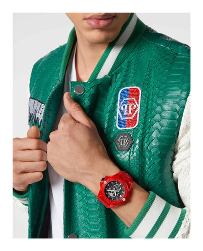 Philipp Plein The Skull Quartz Red Transparent Resin Men's Watch PWWAA0223