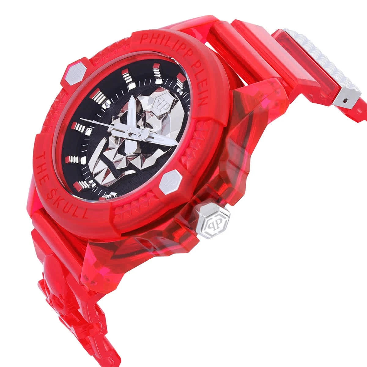 Philipp Plein The Skull Quartz Red Transparent Resin Men's Watch PWWAA0223
