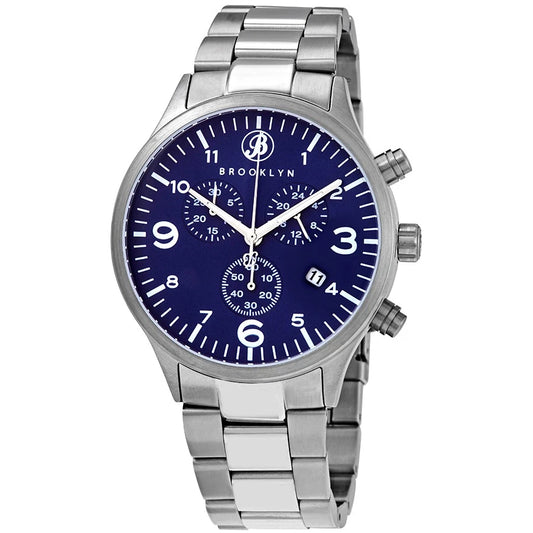 Brooklyn Watch Co. Bedford Brownstone II Blue Dial Stainless Steel Mens Watch 308-BLU-2
