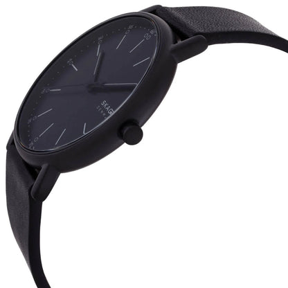 Skagen Signatur Black Dial Men's Leather Strap Watch SKW6902