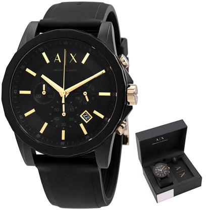 Armani Exchange AX7105 Men's Black Chronograph Quartz Watch with Luggage Tag