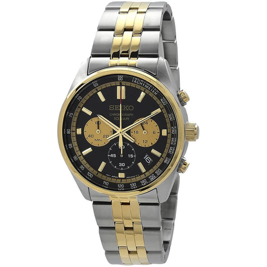 Seiko Black Face Stainless Steel Men's Luxury Watch - SSB430P1
