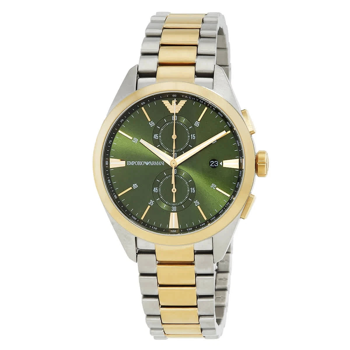 Emporio Armani Chronograph Quartz Green Dial Two-Tone Men's Watch AR11511