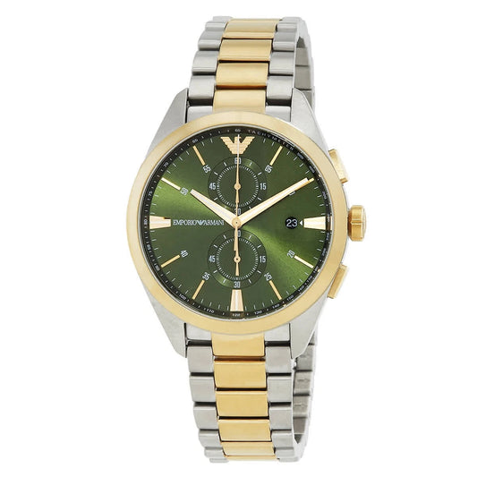 Emporio Armani Chronograph Quartz Green Dial Two-Tone Men's Watch AR11511