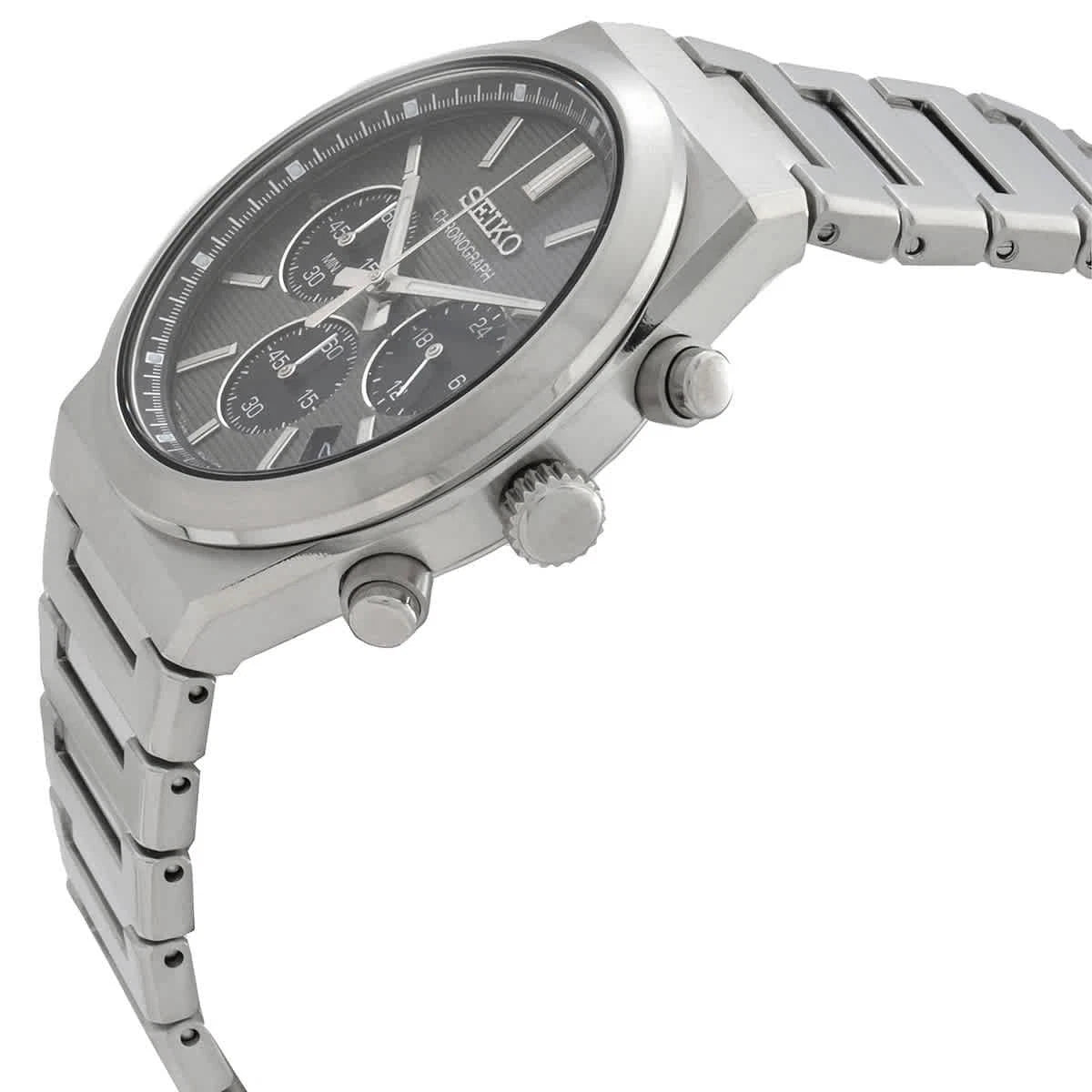 Seiko Grey Face Stainless Steel Men's Luxury Watch - SSB455P1