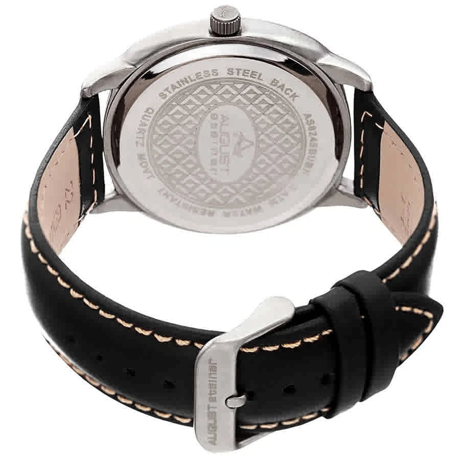 August Steiner Men's AS8245BUBK Blue Dial Black Leather Quartz Watch