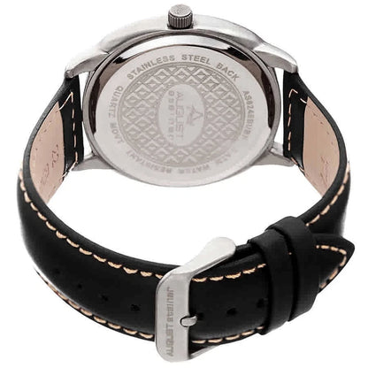 August Steiner Men's AS8245BUBK Blue Dial Black Leather Quartz Watch