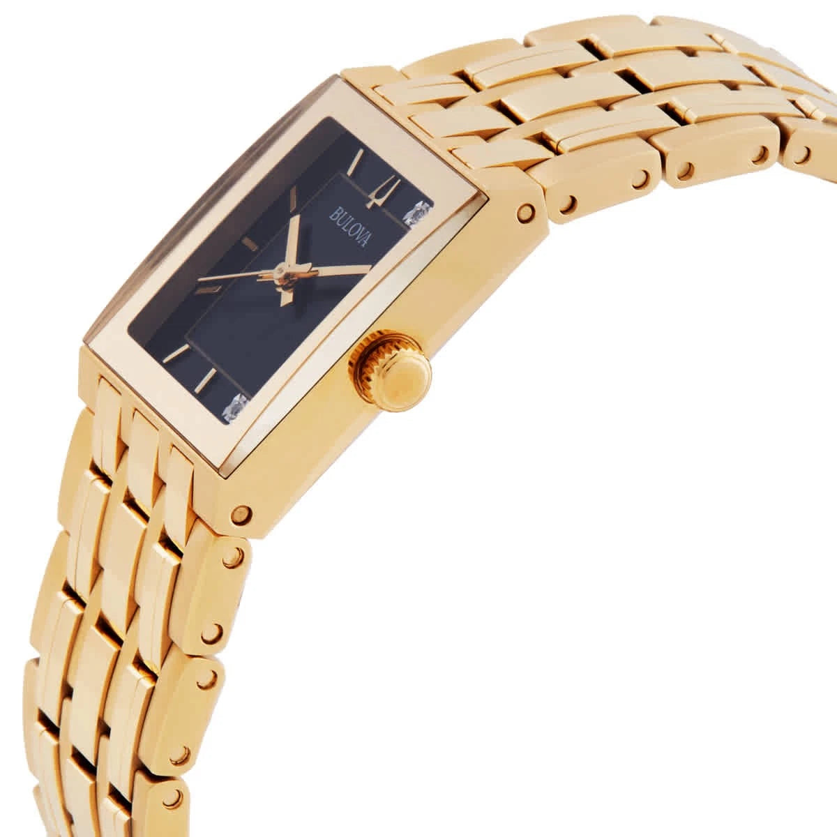 Bulova Quadra Women's Diamond Gold-Tone Stainless Steel Watch 97P167