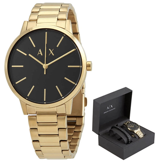 Armani Exchange Cayde Quartz Black Dial Gold-Tone Men's Watch AX7119