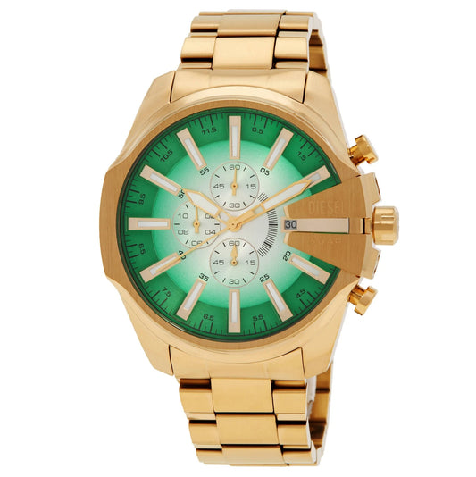 Diesel Mega Chief Chronograph Green Dial Gold-Tone Men's Watch DZ4684