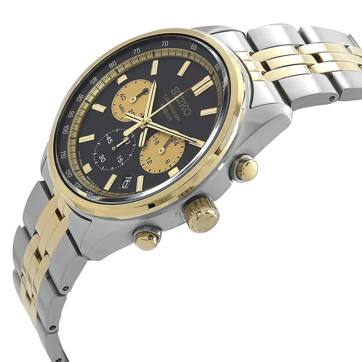 Seiko Black Face Stainless Steel Men's Luxury Watch - SSB430P1