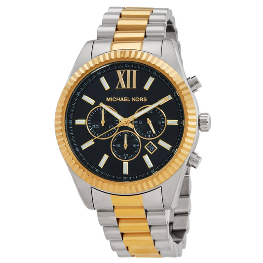 Michael Kors Lexington Chronograph Black Dial Two-Tone Men's Watch MK9207