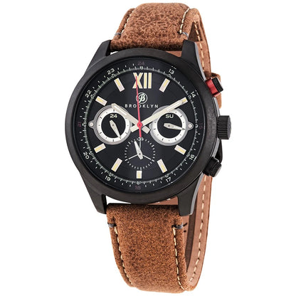 Brooklyn Watch Co. Stuyvesant Men's Black Dial GMT Quartz Watch BW-8128-BQ-01-LBRW