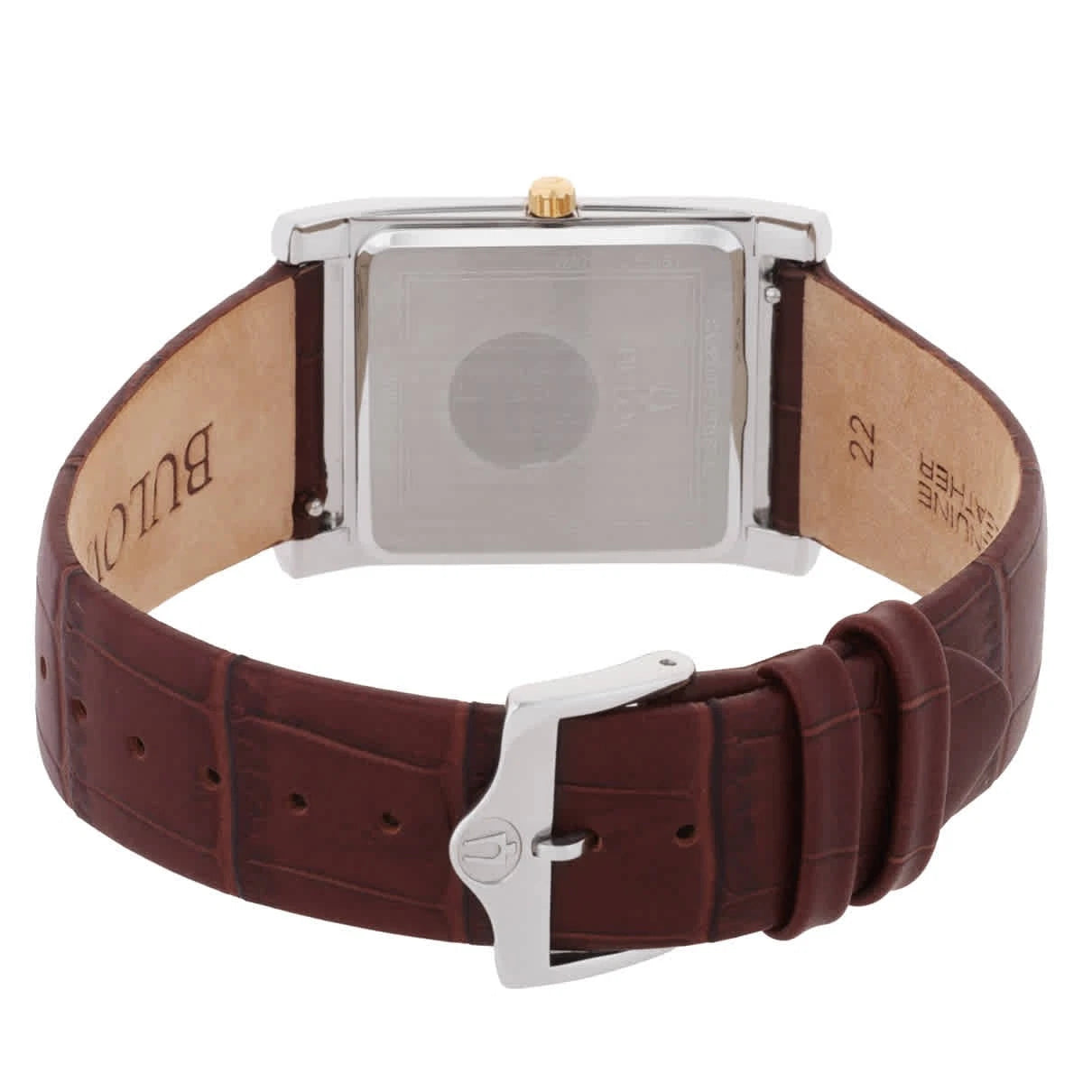 Bulova Sutton 98B430 Men's Rectangular Silver Dial Leather Watch