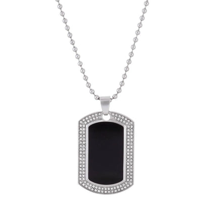 Bulova Quartz Crystal Black Dial Men's Watch and Dog Tag Set 98K101