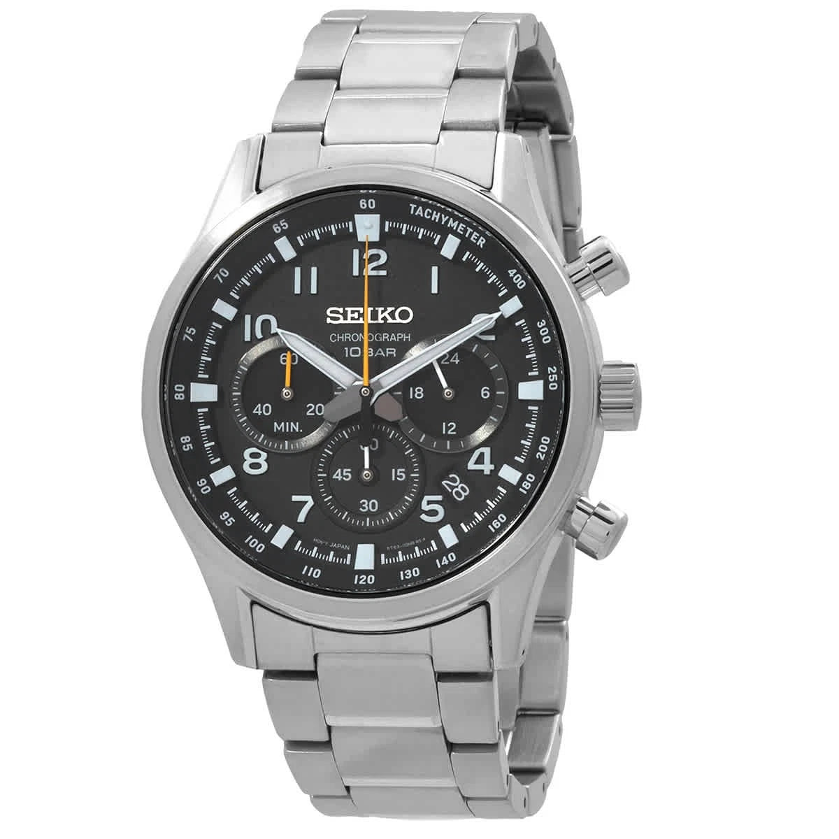 Seiko Black Face Stainless Steel Men's Luxury Watch - SSB447P1