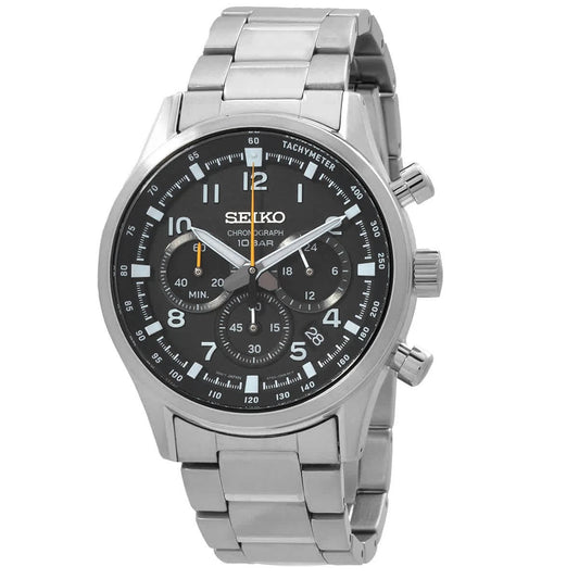 Seiko Black Face Stainless Steel Men's Luxury Watch - SSB447P1