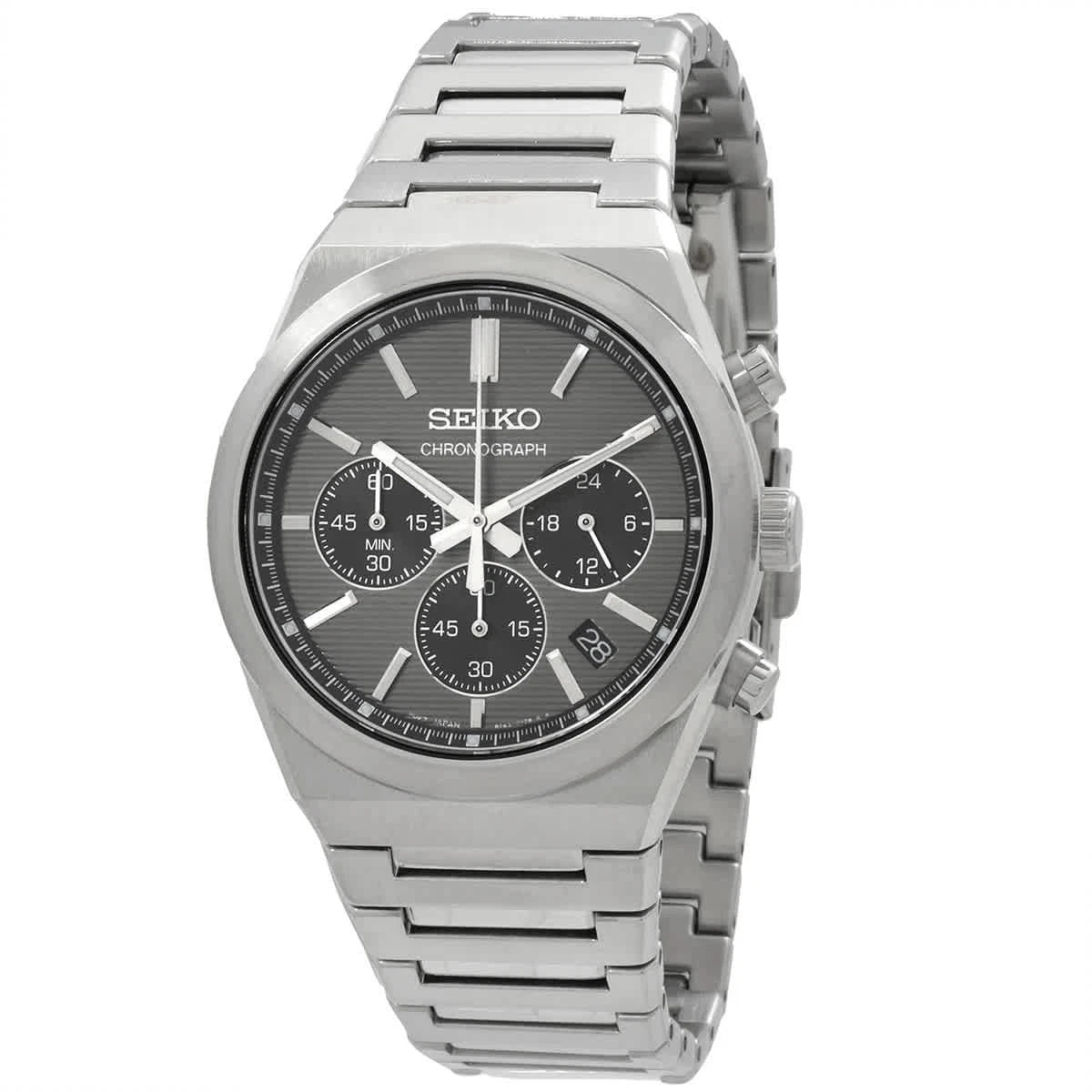Seiko Grey Face Stainless Steel Men's Luxury Watch - SSB455P1