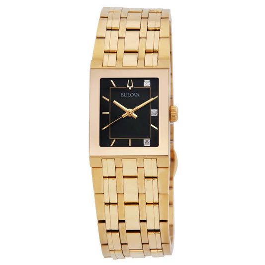 Bulova Quadra Women's Diamond Gold-Tone Stainless Steel Watch 97P167