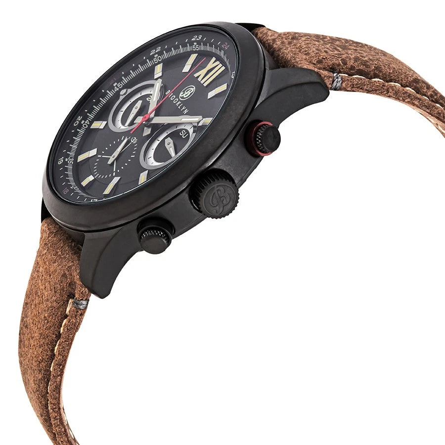 Brooklyn Watch Co. Stuyvesant Men's Black Dial GMT Quartz Watch BW-8128-BQ-01-LBRW