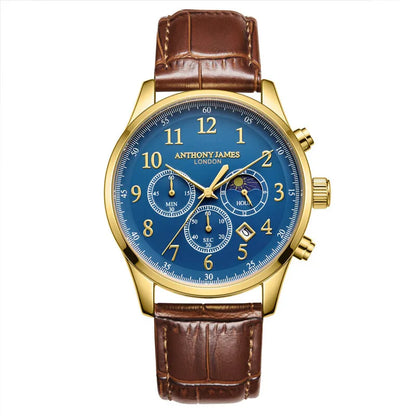 Moonphase Chronograph Chronograph Blue Dial Men's Watch AJ071