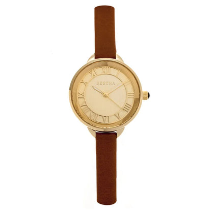 Madison Gold Dial Camel Leather Ladies Watch BR6705