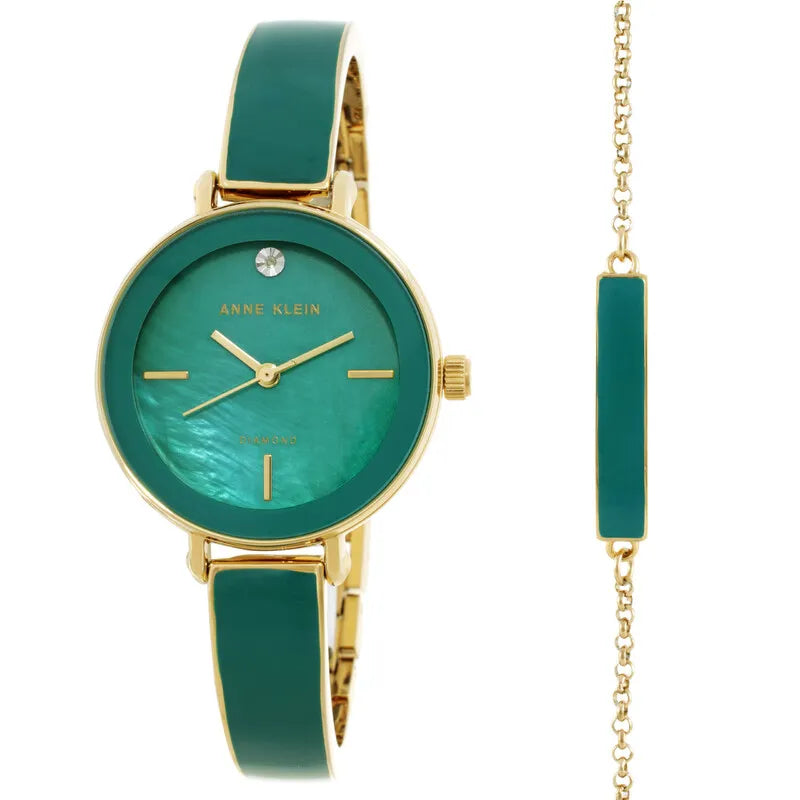 Quartz Green Mother of Pearl Dial Ladies Watch and Bracelet Set AK/3620GNST