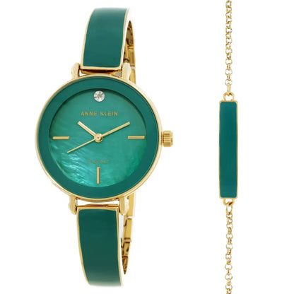 Quartz Green Mother of Pearl Dial Ladies Watch and Bracelet Set AK/3620GNST