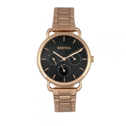 Bertha Gwen Black Dial Rose Gold-Tone Ladies Watch BR8303